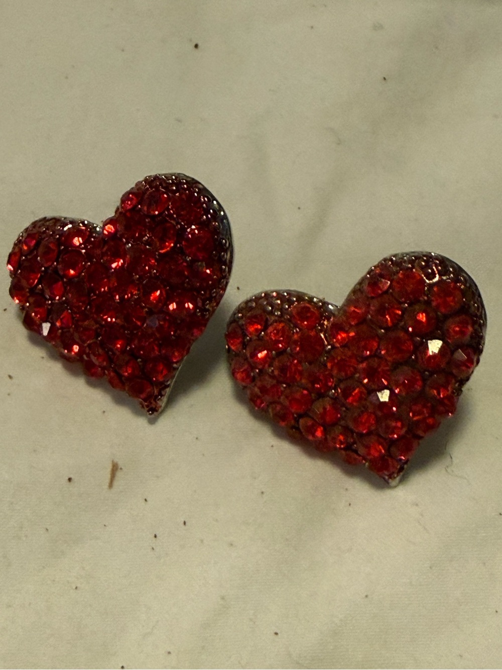 Red Crystal Heart Stud Earrings - Women Jewelry